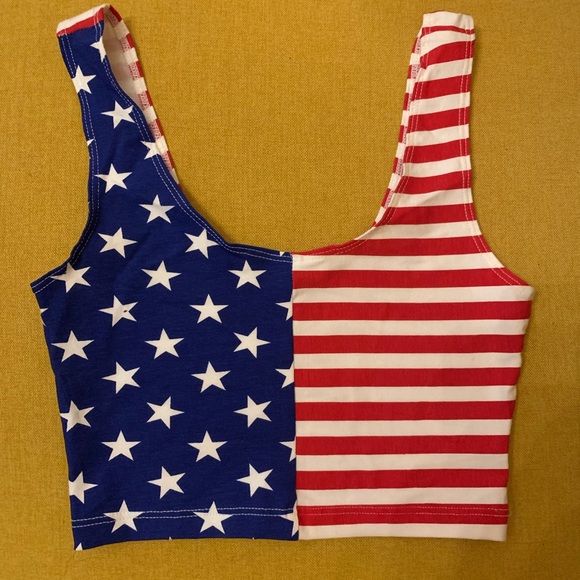 NEW American Apparel US Flag Crop Top tank - Picture 3 of 7